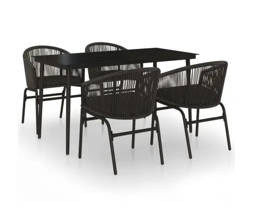 5-Daļīgs Dārza Mēbeļu Komplekts, Melns Vidaxl