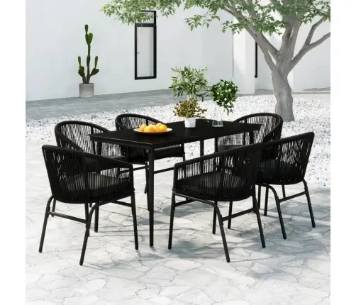 7-Daļīgs Dārza Mēbeļu Komplekts, Melns Vidaxl