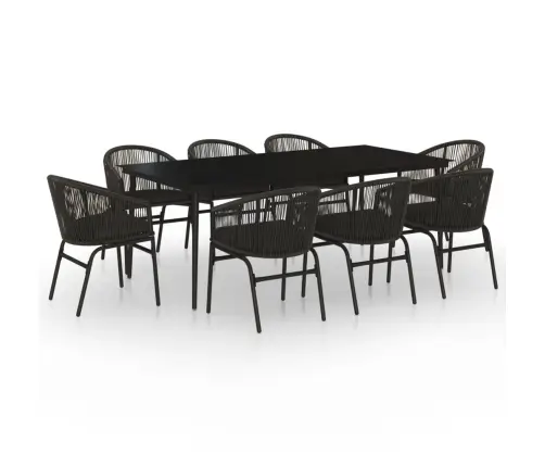 9-Daļīgs Dārza Mēbeļu Komplekts, Melns Vidaxl 9-Daļīgs Dārza Mēbeļu Komplekts, Melns Vidaxl