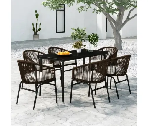 7-Osaline Aiamööbli Komplekt, Pruun