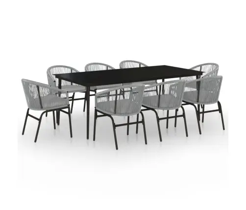 9-Daļīgs Dārza Mēbeļu Komplekts, Pelēks Vidaxl