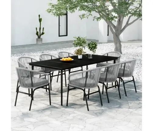 9-Daļīgs Dārza Mēbeļu Komplekts, Pelēks Vidaxl