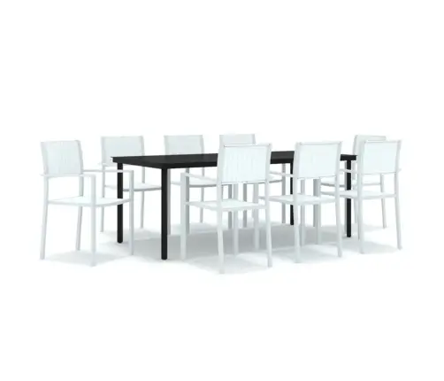 9-Daļīgs Dārza Mēbeļu Komplekts, Balts Vidaxl