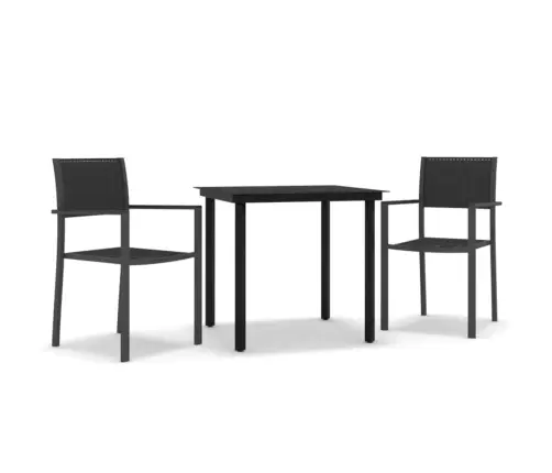 3-Daļīgs Dārza Mēbeļu Komplekts, Melns Vidaxl