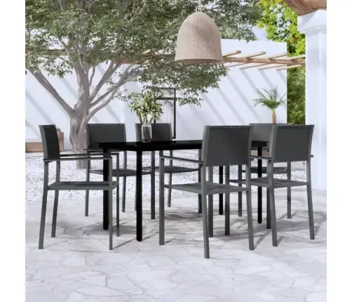 7-Daļīgs Dārza Mēbeļu Komplekts, Melns Vidaxl