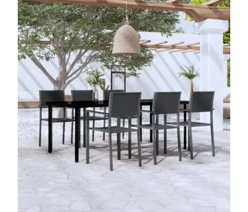 7-Osaline Aiamööbli Komplekt, Must