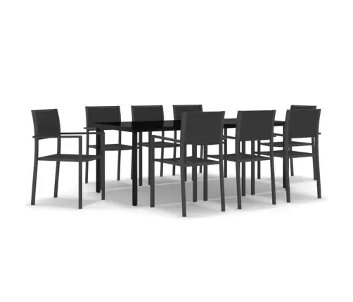 9-Osaline Aiamööbli Komplekt, Must