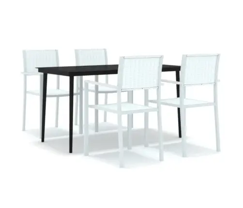 Sodo Valgomojo Baldų Komplektas, 5 Dalių, Baltos Spalvos