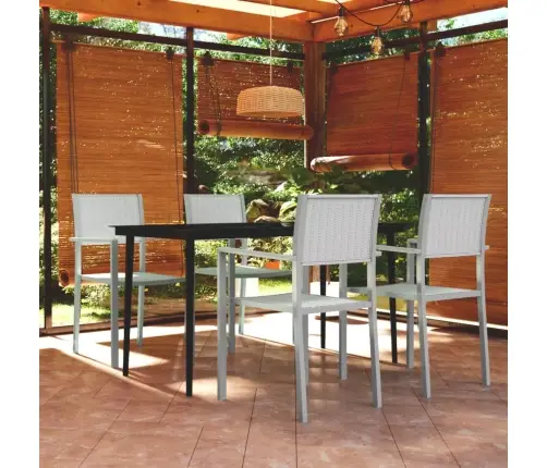 Sodo Valgomojo Baldų Komplektas, 5 Dalių, Baltos Spalvos