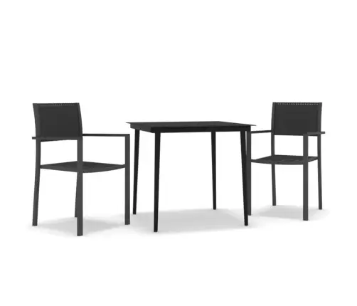 3-Osaline Aiamööbli Komplekt, Must