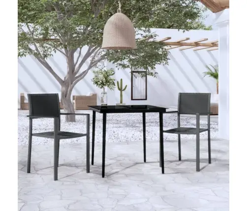 3-Osaline Aiamööbli Komplekt, Must