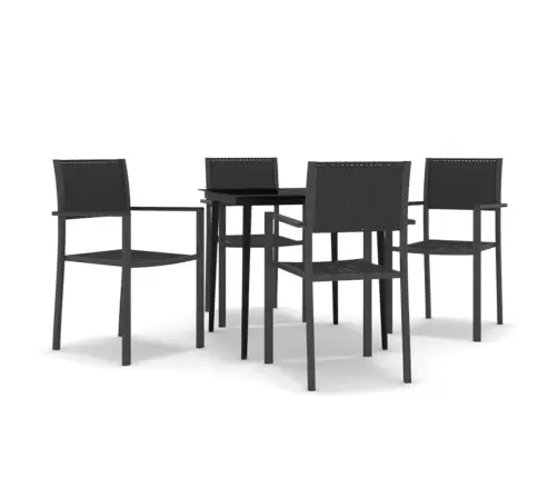 Sodo Valgomojo Baldų Komplektas, 5 Dalių, Juodos Spalvos