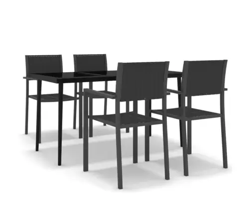 5-Osaline Aiamööbli Komplekt, Must