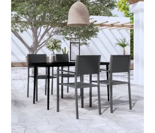 5-Osaline Aiamööbli Komplekt, Must