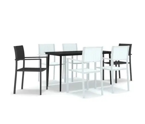 Sodo Valgomojo Baldų Komplektas, 7 Dalių, Juodos/Baltos Spalvos