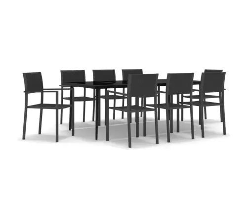 9-Daļīgs Dārza Mēbeļu Komplekts, Melns Vidaxl