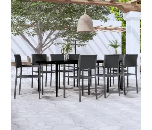 9-Daļīgs Dārza Mēbeļu Komplekts, Melns Vidaxl