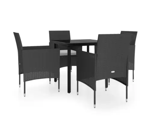 5-Daļīgs Dārza Mēbeļu Komplekts Ar Matračiem, Melns Vidaxl