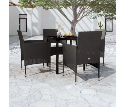 5-Daļīgs Dārza Mēbeļu Komplekts Ar Matračiem, Melns Vidaxl