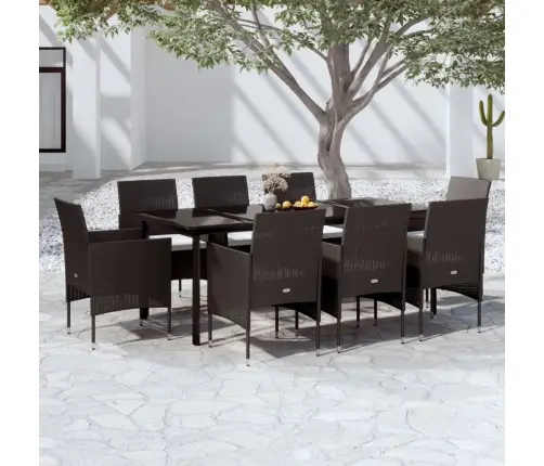 9-Osaline Aiamööbli Komplekt Patjadega, Must