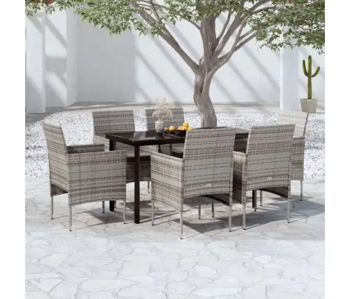 7-Osaline Aiamööbli Komplekt Patjadega, Hall Ja Must