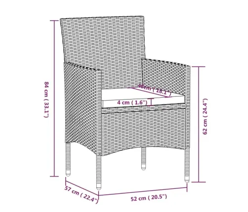 7-Daļīgs Dārza Mēbeļu Komplekts Ar Matračiem, Pelēka Ar Melns Vidaxl