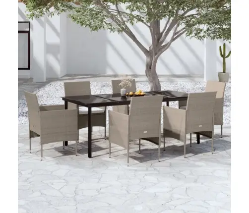 Sodo Komplektas Su Pagalvėlėmis, 7 Dalių, Smėlio Ir Juodas