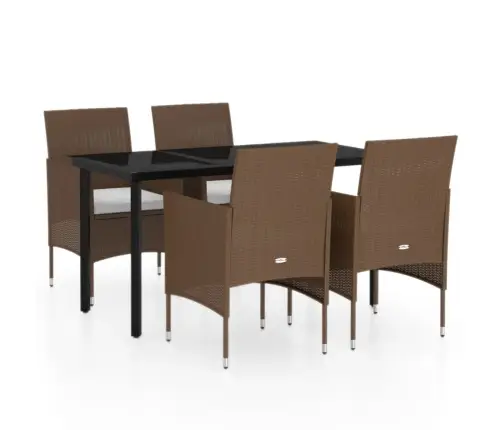 5-Daļīgs Dārza Mēbeļu Komplekts Ar Matračiem, Brūns, Melns Vidaxl 5-Daļīgs Dārza Mēbeļu Komplekts Ar Matračiem, Brūns, Melns Vidaxl