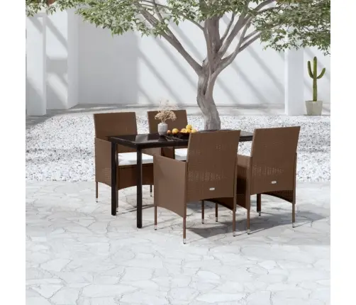 5-Daļīgs Dārza Mēbeļu Komplekts Ar Matračiem, Brūns, Melns Vidaxl 5-Daļīgs Dārza Mēbeļu Komplekts Ar Matračiem, Brūns, Melns Vidaxl