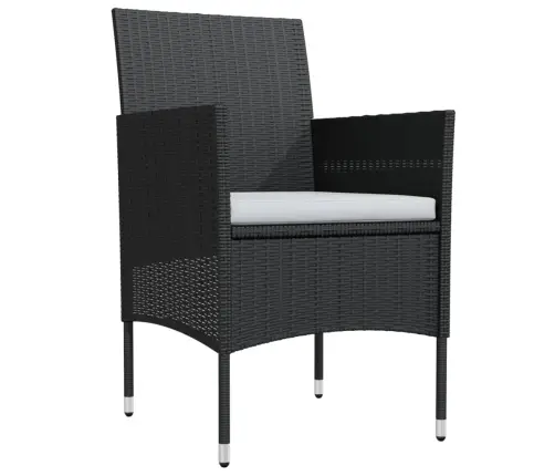 3-Osaline Aiamööbli Komplekt Patjadega, Must