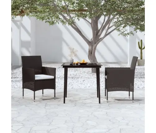 3-Osaline Aiamööbli Komplekt Patjadega, Must