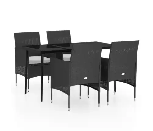 5-Daļīgs Dārza Mēbeļu Komplekts Ar Matračiem, Melns Vidaxl