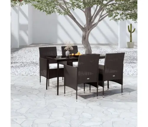 5-Daļīgs Dārza Mēbeļu Komplekts Ar Matračiem, Melns Vidaxl