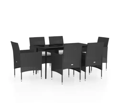 7-Daļīgs Dārza Mēbeļu Komplekts Ar Matračiem, Melns Vidaxl