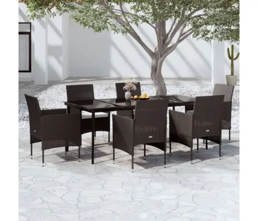 7-Osaline Aiamööbli Komplekt Patjadega, Must