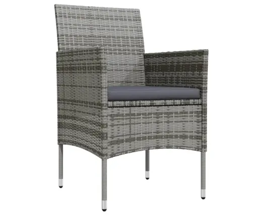 9-Daļīgs Dārza Mēbeļu Komplekts Ar Matračiem, Pelēks, Melns Vidaxl