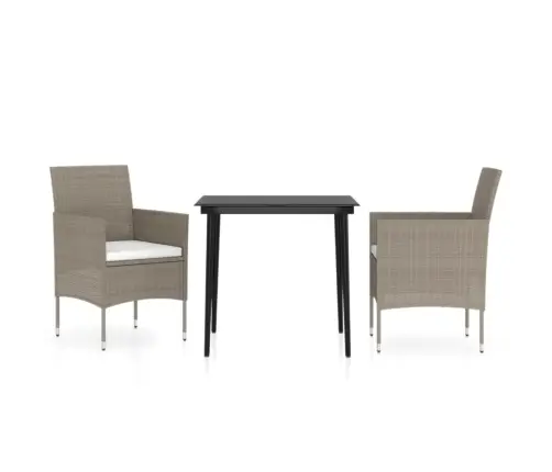 3-Osaline Aiamööbli Komplekt Patjadega, Beež Ja Must