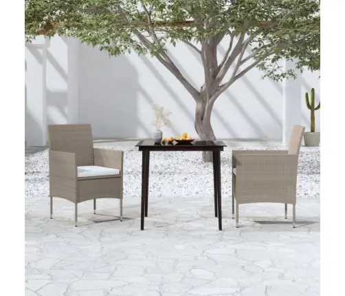 3-Osaline Aiamööbli Komplekt Patjadega, Beež Ja Must