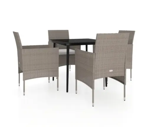 5-Daļīgs Dārza Mēbeļu Komplekts Ar Matračiem, Bēša Ar Melns Vidaxl