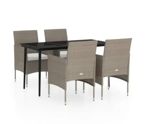 5-Daļīgs Dārza Mēbeļu Komplekts Ar Matračiem, Bēša Ar Melns Vidaxl