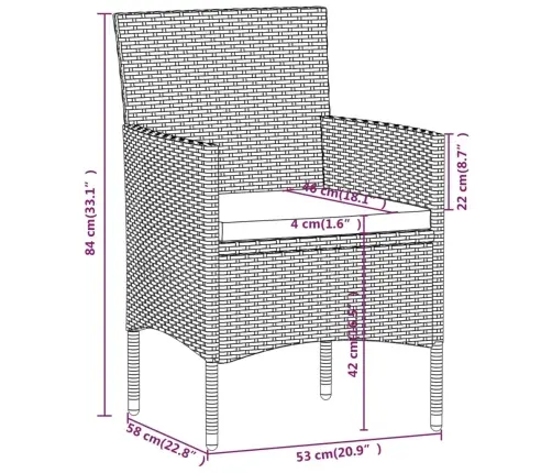5-Osaline Aiamööbli Komplekt Patjadega, Pruun Ja Must