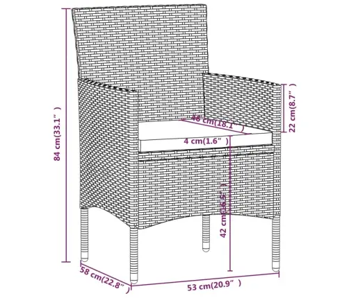 5-Daļīgs Dārza Mēbeļu Komplekts Ar Matračiem, Brūns, Melns Vidaxl