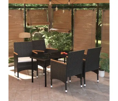 5-Osaline Aiamööbli Komplekt Patjadega, Must