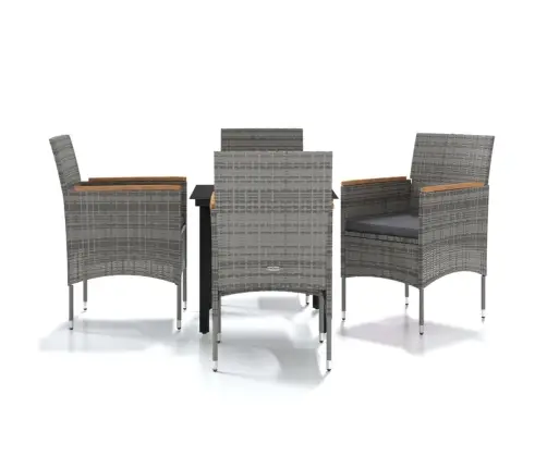 Sodo Komplektas Su Pagalvėlėmis, 5 Dalių, Pilkas Ir Juodas