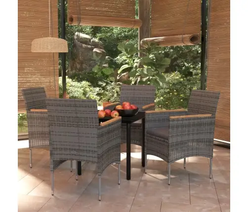 Sodo Komplektas Su Pagalvėlėmis, 5 Dalių, Pilkas Ir Juodas