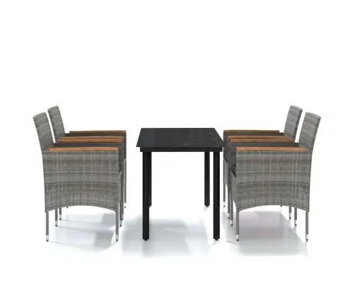 5-Osaline Aiamööbli Komplekt Patjadega, Hall Ja Must