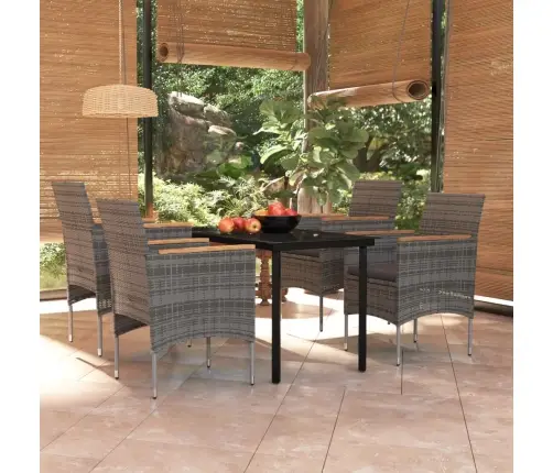 5-Osaline Aiamööbli Komplekt Patjadega, Hall Ja Must