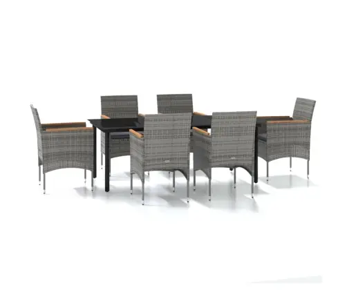 7-Daļīgs Dārza Mēbeļu Komplekts Ar Matračiem, Pelēka Ar Melns Vidaxl