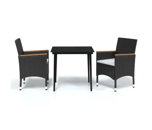 Sodo Valgomojo Komplektas Su Pagalvėlėmis, 3 Dalių, Juodas Sodo Valgomojo Komplektas Su Pagalvėlėmis, 3 Dalių, Juodas