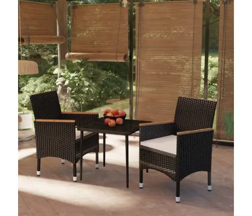 Sodo Valgomojo Komplektas Su Pagalvėlėmis, 3 Dalių, Juodas Sodo Valgomojo Komplektas Su Pagalvėlėmis, 3 Dalių, Juodas